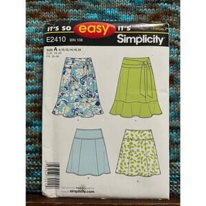 Simplicity Sewing pattern 2410 skirt midi A line size 8-18